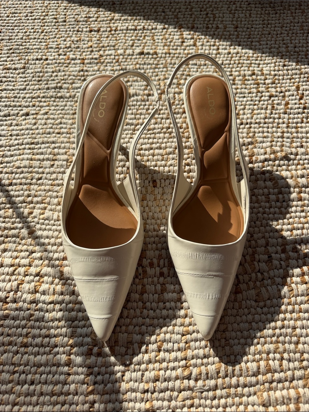ALDO Cream Pointed Slingback Heels